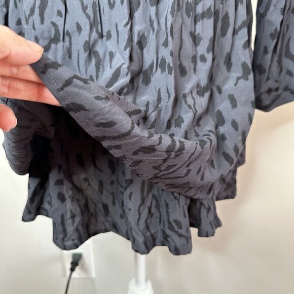 Rails Blue Black Jasmine Ash Cheetah Print Long Sleeve V-neck Mini Dress L - Picture 8 of 16